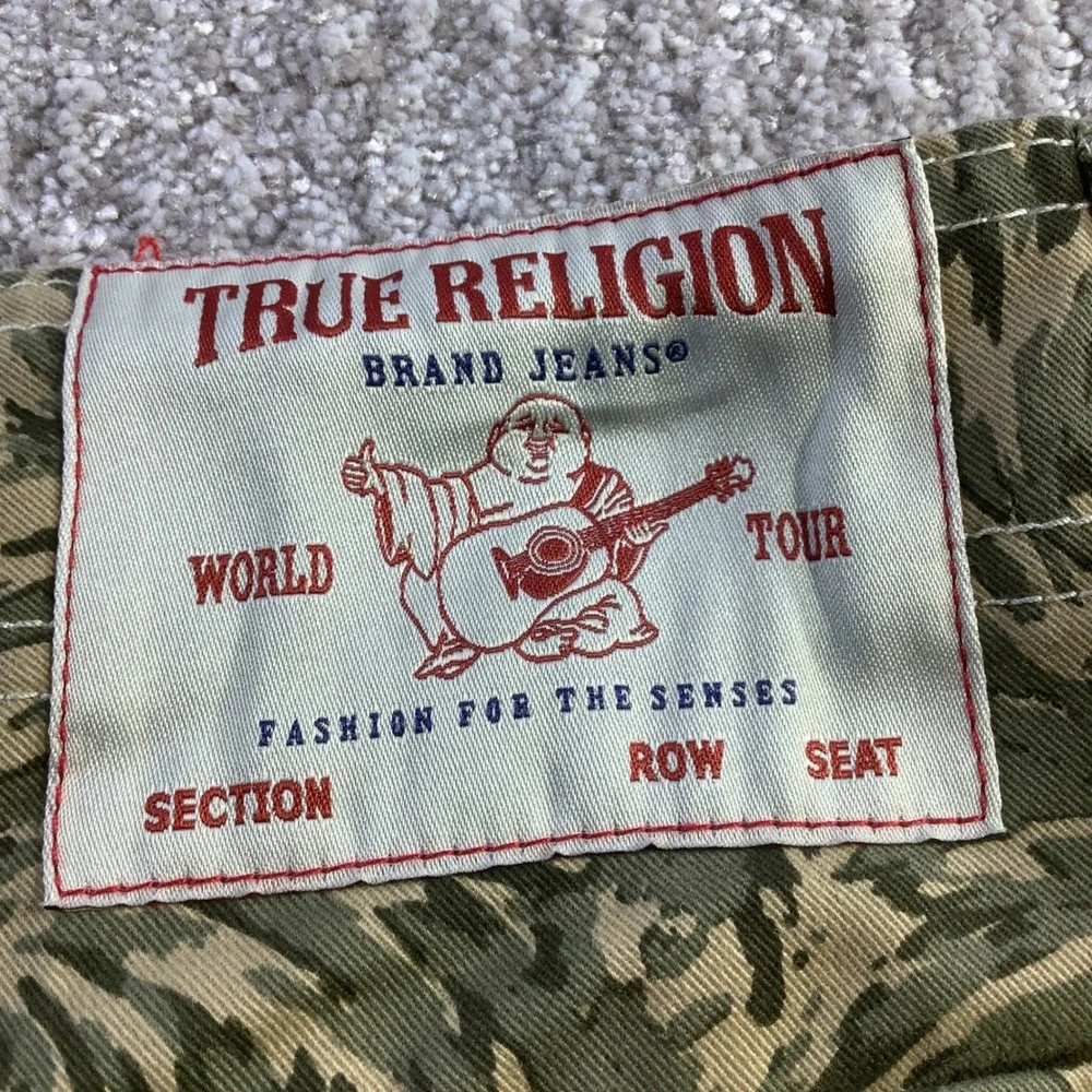 True Religion Mens Abstract Camo Cargo Pants Green Swirl Size 30 x 32 NWT